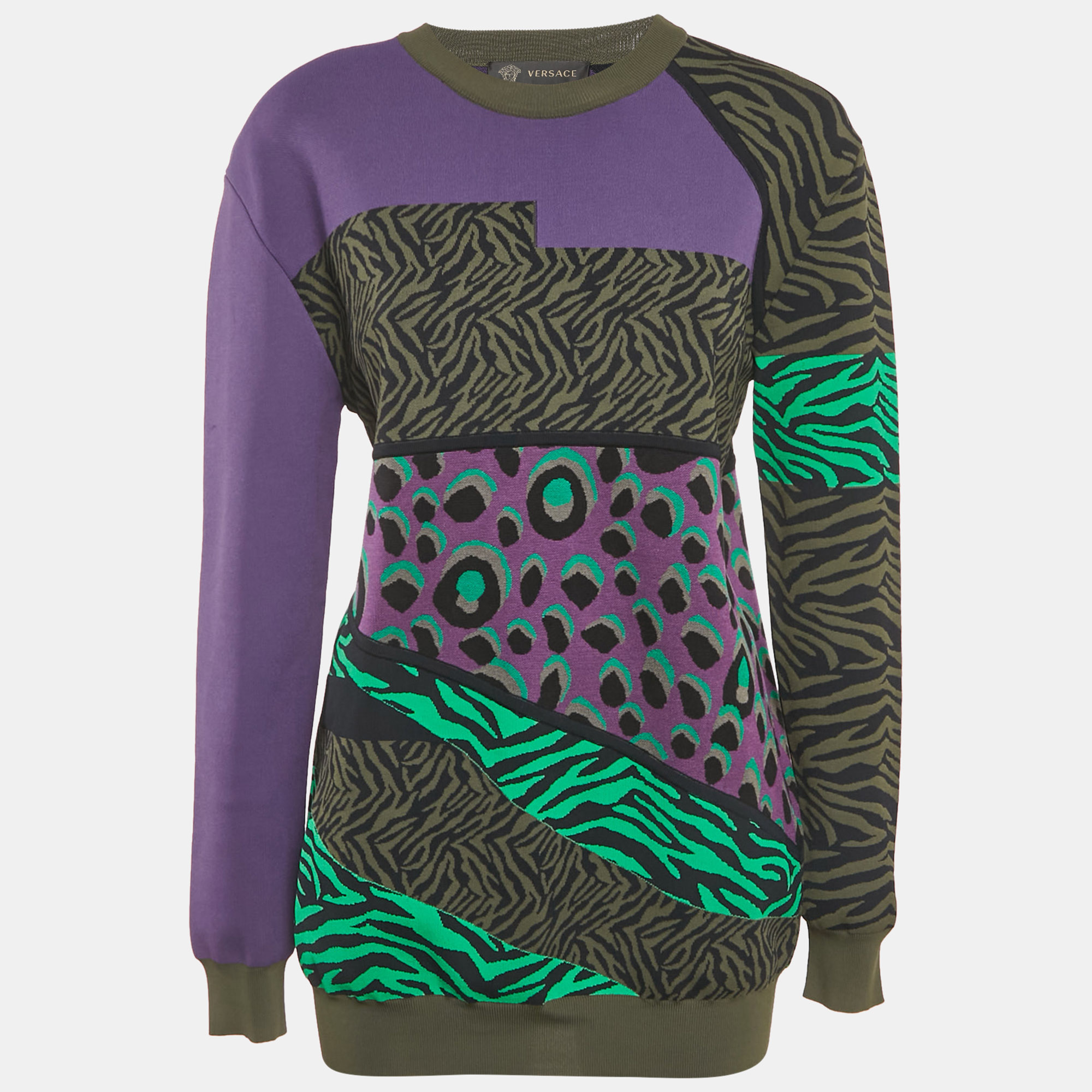Versace Multicolor Animal Print Jersey Sweatshirt S, Sweaters & Cardigans - Luxury Closet catalog