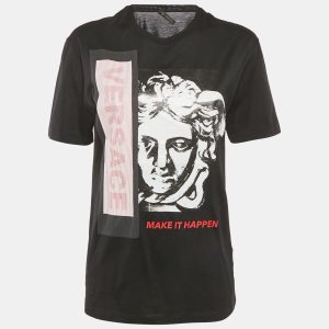 Versace Black Make It Happen Print Cotton T-Shirt S, Shirts & Tops - Luxury Closet catalog