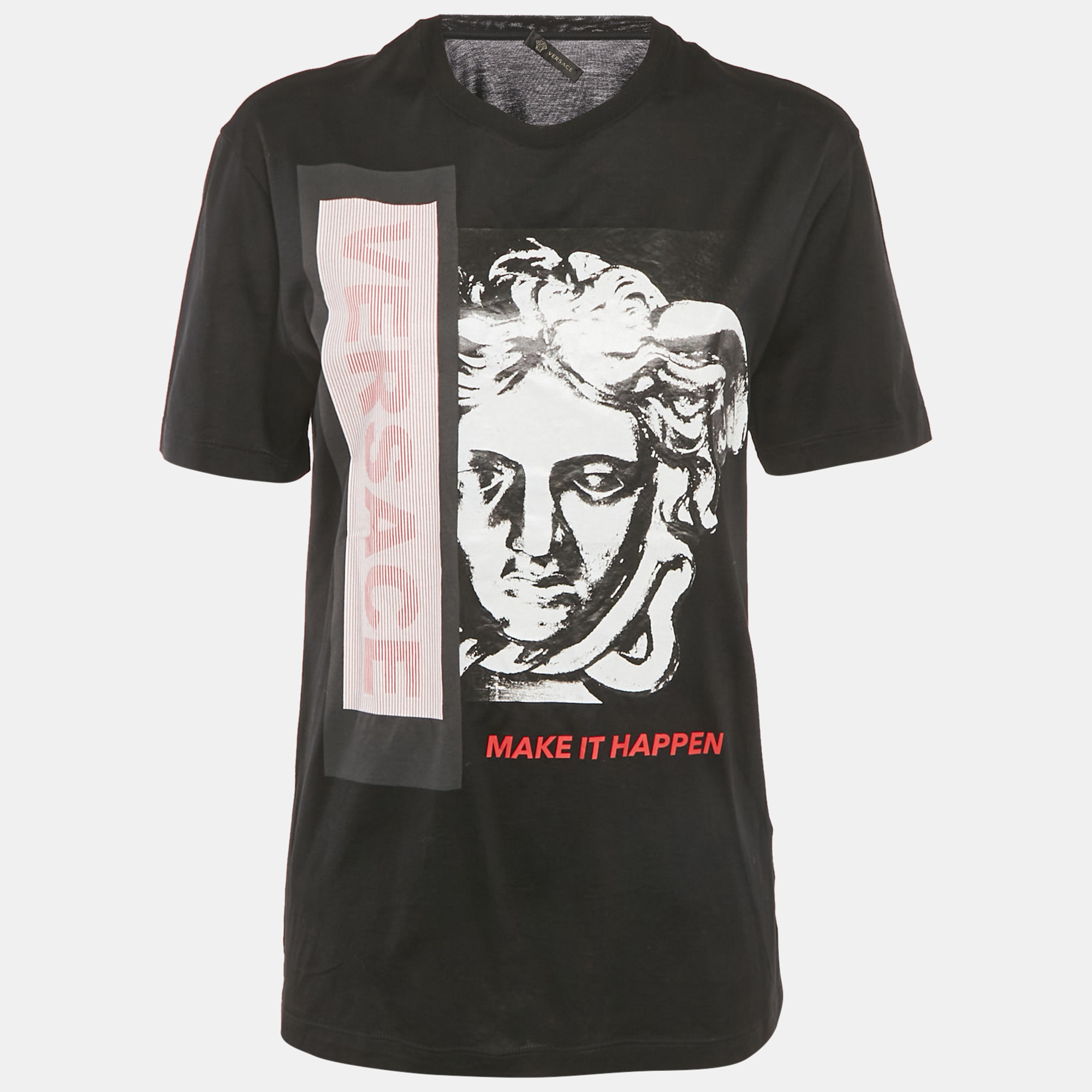 Versace Black Make It Happen Print Cotton T-Shirt S, Shirts & Tops - Luxury Closet catalog