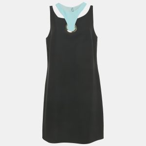 Versace Black Silk Cut Out Neck Paneled Mini Dress L, Dresses - Luxury Closet catalog