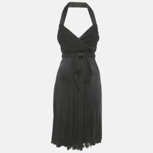 Versace Black Jersey & Silk Halter Neck Backless Belted Mini Dress M, Dresses - Luxury Closet catalog