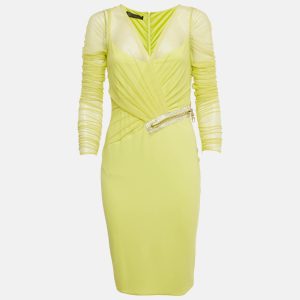 Versace Neon Yellow Embellished Detail Mesh & Jersey Short Dress M, Dresses - Luxury Closet catalog