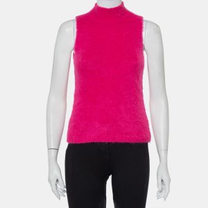 Versace Pink Mohair High Neck Sleeveless Tank Top M, Shirts & Tops - Luxury Closet catalog