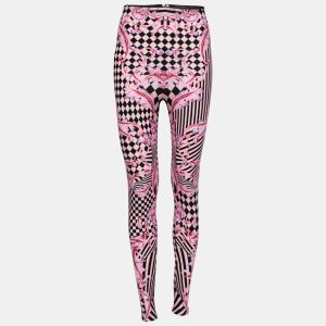 Versace Pink Stretch Knit Striped & Baroque Print Leggings S, Clothing - Luxury Closet catalog