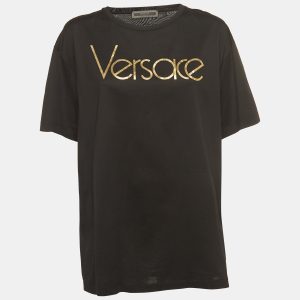 Versace Tribute Black Logo Cotton T-Shirt L, Shirts & Tops - Luxury Closet catalog