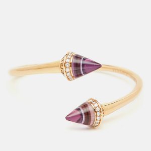 Versace Virya Diamond Amethyst 18K Rose Gold Open Cuff Bracelet, Bracelets - Luxury Closet catalog