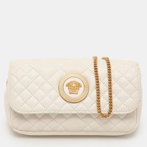 Versace White Quilted Leather La Medusa Chain Crossbody Bag, Handbags - Luxury Closet catalog