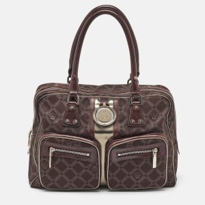 Versace Brown Signature Canvas and Leather Double Pocket Satchel, Satchels - Luxury Closet catalog