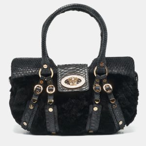 Versace Navy Blue Fur and Python Medusa Shoulder Bag, Satchels - Luxury Closet catalog