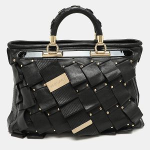Versace Black Leather and Patent Leather Vanitas Tote, Tote Handbags - Luxury Closet catalog