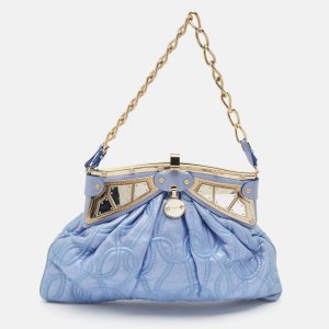 Versace Metallic Light Blue Leather Mirror Frame Chain Shoulder Bag, Shoulder Bags - Luxury Closet catalog