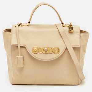 Versace Cream Leather Medusa Top Handle Bag, Satchels - Luxury Closet catalog