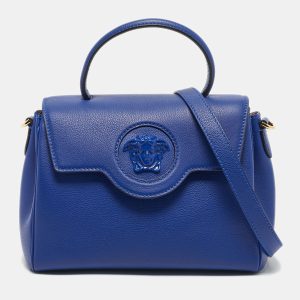 Versace Blue Leather La Medusa Top Handle Bag, Satchels - Luxury Closet catalog