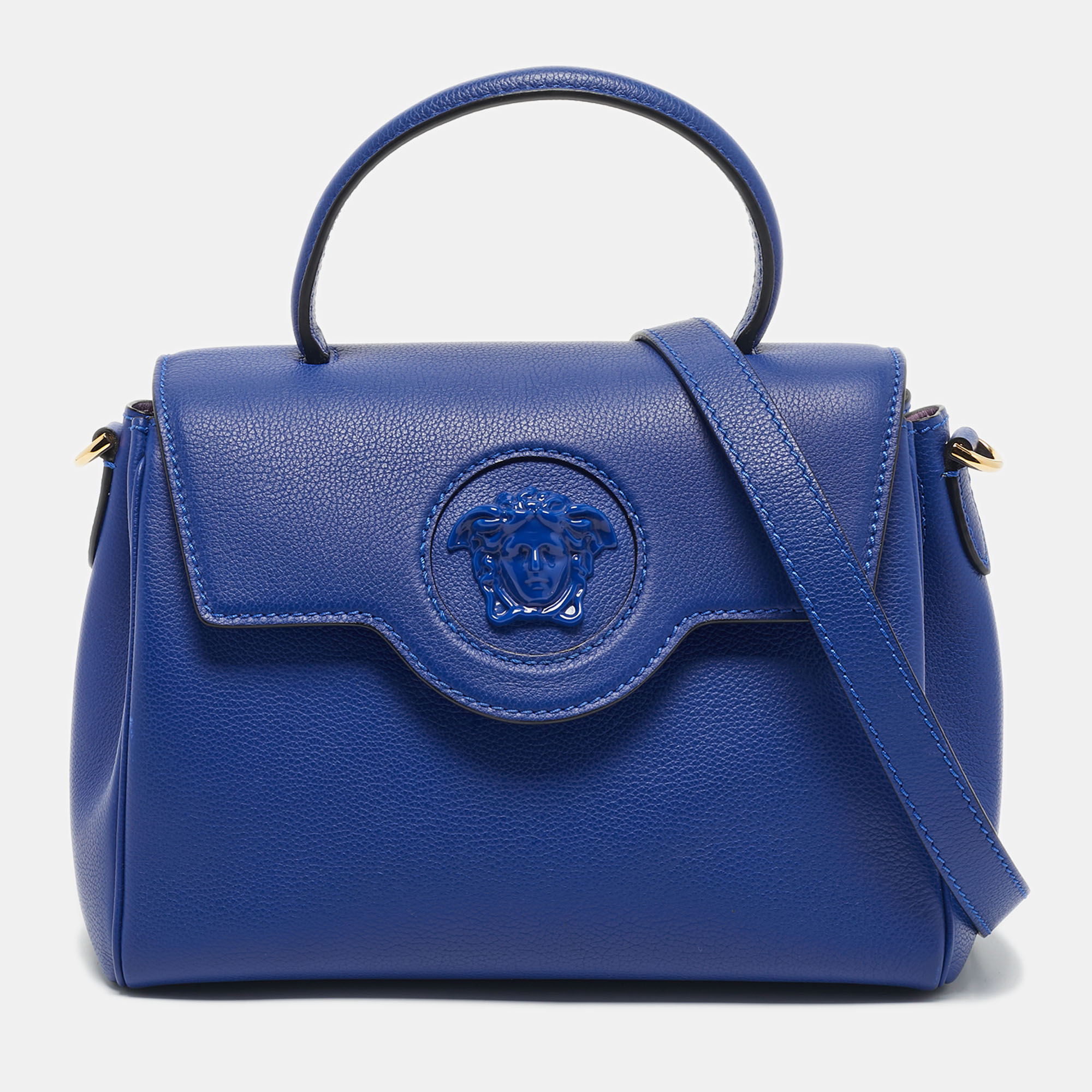Versace Blue Leather La Medusa Top Handle Bag, Satchels - Luxury Closet catalog