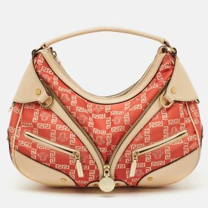 Versace Beige/Orange Signature Canvas and Leather Medusa Repeat Hobo, Shoulder Bags - Luxury Closet catalog