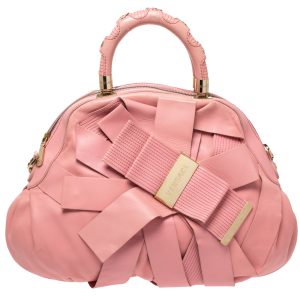 Versace Pink Leather Venita Bow Satchel, Satchels - Luxury Closet catalog
