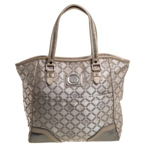 Versace Beige Monogram Fabric and Croc Embossed Leather Tote, Tote Handbags - Luxury Closet catalog