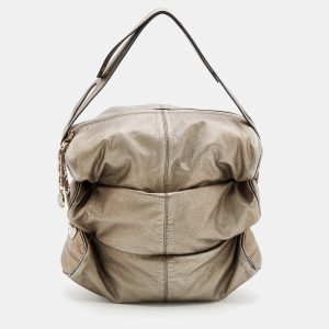 Versace Metallic Grey Leather Hobo, Shoulder Bags - Luxury Closet catalog
