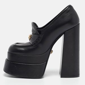 Versace Black Leather Aevitas Block Heel Pumps Size 36, Pumps - Luxury Closet catalog