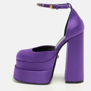 Versace Purple Satin Medusa Aevitas Double Platform Pumps Size 36, Pumps - Luxury Closet catalog