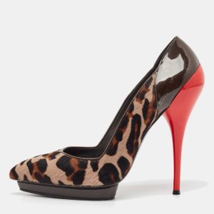 Versace Multicolor Calf Hair and Patent Leather Platform Pumps Size 37.5, Pumps - Luxury Closet catalog
