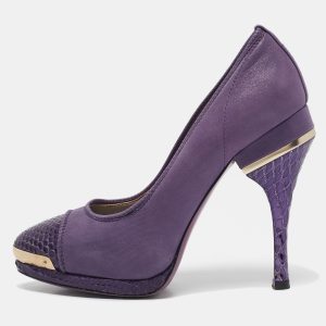 Versace Metallic Purple Python and Suede Platform Pumps Size 37, Pumps - Luxury Closet catalog