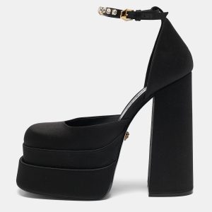 Versace Black Satin Medusa Aevitas Double Platform Pumps Size 40, Pumps - Luxury Closet catalog