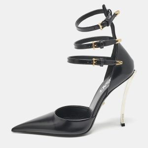 Versace Black Leather Decollete Triple Ankle Strap Pumps Size 37, Pumps - Luxury Closet catalog