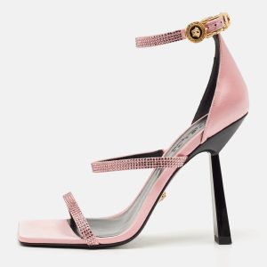 Versace Pink Satin Safety Pin Ankle Strap Sandals Size 39, Sandals - Luxury Closet catalog