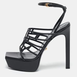 Versace Black Leather Greca Cage Platform Sandals Size 41, Sandals - Luxury Closet catalog