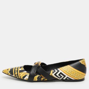 Versace Yellow/Black Leather Savage Wild Barocco Ballet Flats Size 38, Flats - Luxury Closet catalog