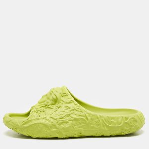 Versace Neon Green Baroque Medusa Embossed Rubber Pool Slide Sandals Size 40, Sandals - Luxury Closet catalog