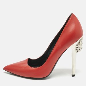 Versace Red Leather Medusa Heel Pointed Toe Pumps Size 38, Pumps - Luxury Closet catalog