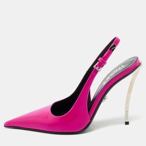 Versace Pink Leather Pin-Point Slingback Pumps Size 37.5, Pumps - Luxury Closet catalog