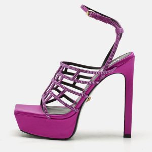 Versace Fuchsia Suede Greca Caged Platform Sandals Size 40, Sandals - Luxury Closet catalog