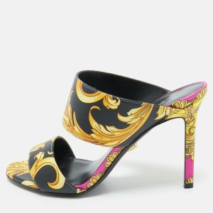 Versace Multicolor Baroque Print Leather Tribute Sandals Size 37, Sandals - Luxury Closet catalog