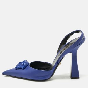 Versace Blue Leather Medusa Slingback Pumps Size 38, Pumps - Luxury Closet catalog