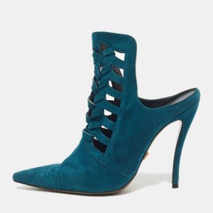 Versace Blue Suede Cutout Pointed Toe Mules Size 39, Sandals - Luxury Closet catalog