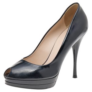 Versace Black Patent Leather Peep Toe Platform Pumps Size 38, Pumps - Luxury Closet catalog