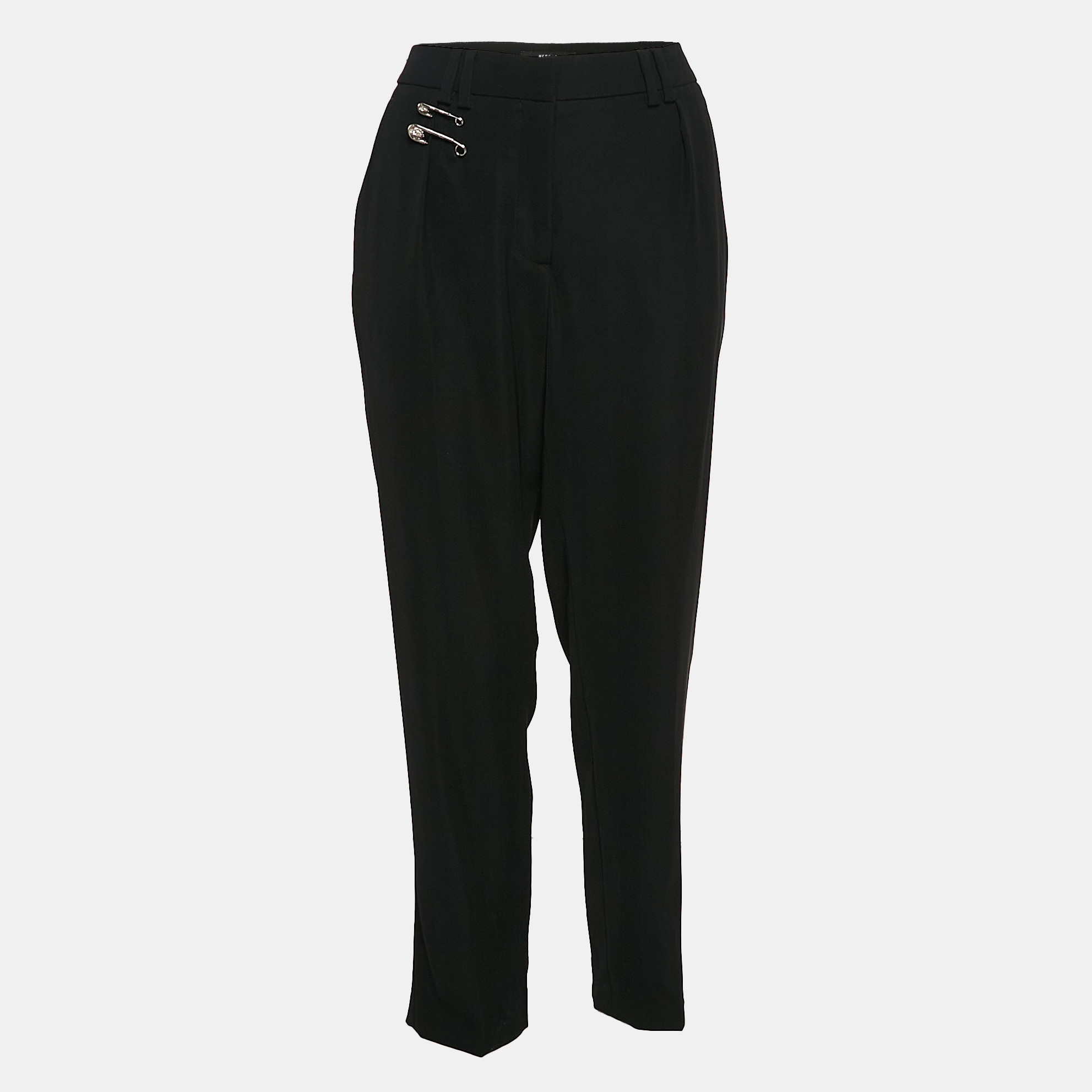 Versus Versace Black Crepe Safety Pin Detail Trousers L, Clothing - Luxury Closet catalog