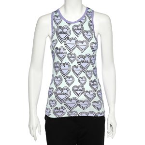 Versus Versace Purple & Green Heart Printed Knit Tank Top S, Shirts & Tops - Luxury Closet catalog