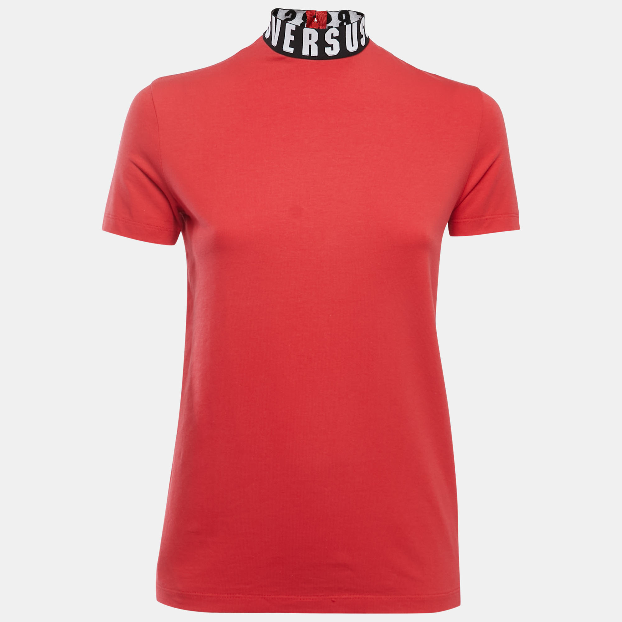 Versus Versace Red Cotton Logo Detailed High Neck T-Shirt XS, Shirts & Tops - Luxury Closet catalog