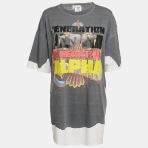 Vetements Grey Generation Alpha Printed Cotton Knit Oversized T-Shirt S, Shirts & Tops - Luxury Closet catalog