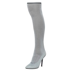 Vetements Grey Stretch Fabric Reflective Thigh High Socks Boots Size 38, Boots - Luxury Closet catalog