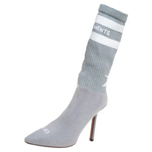 Vetements Grey Knit Fabric Reflective Sock Boots Size 36, Boots - Luxury Closet catalog