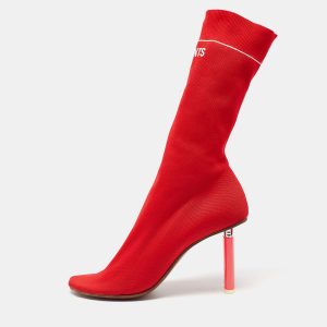 Vetements Red Knit Fabric Sock Boots Size 39, Boots - Luxury Closet catalog