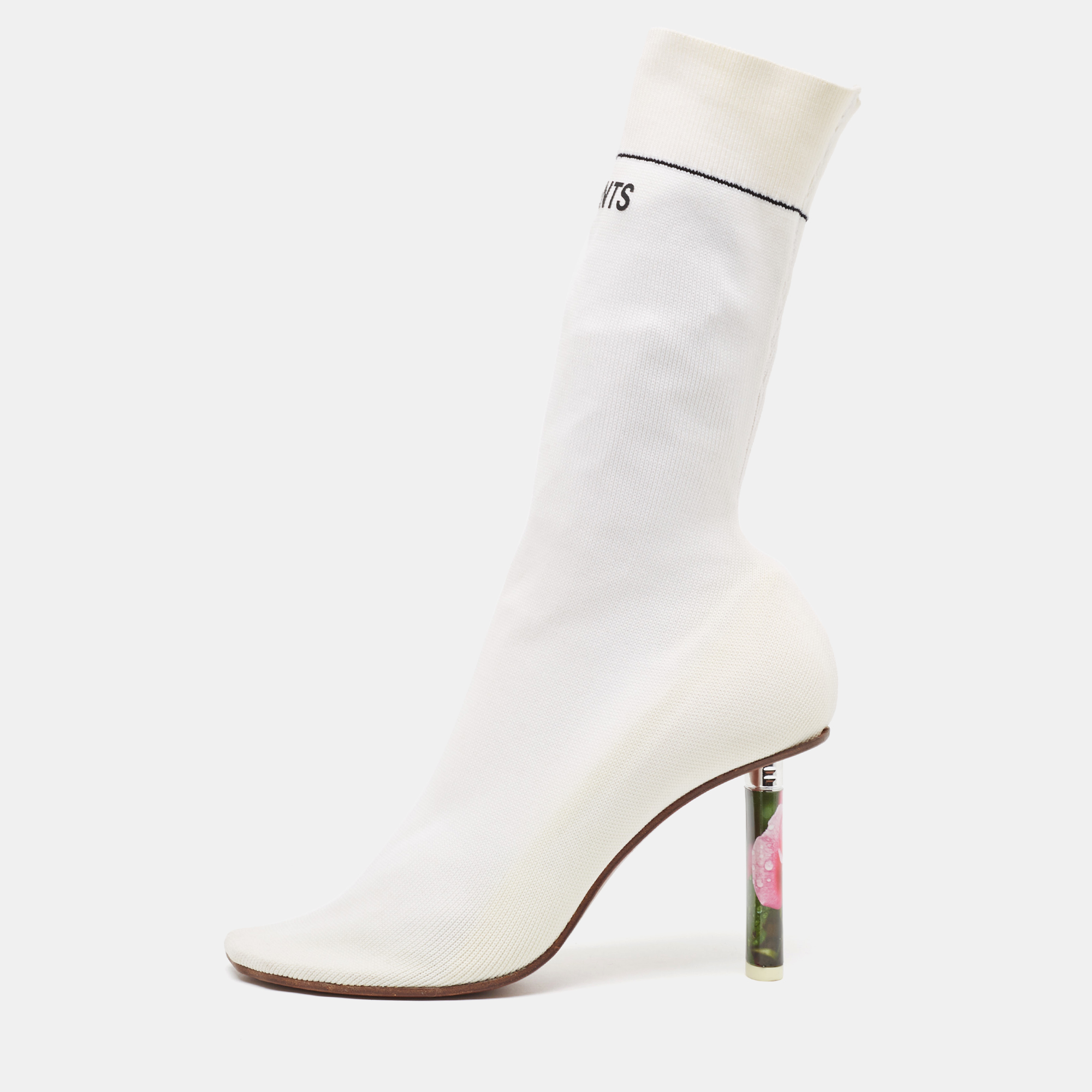 Vetements White Knit Fabric Sock Boots Size 39, Boots - Luxury Closet catalog