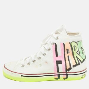 Vetements White Canvas Printed Hard Core Happiness High Top Sneakers Size 36.5, Athletic Shoes & Sneakers - Luxury Closet catalog
