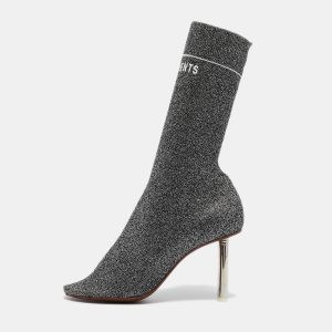 Vetements Silver Lurex Fabric Sock Ankle Boots Size 39, Boots - Luxury Closet catalog