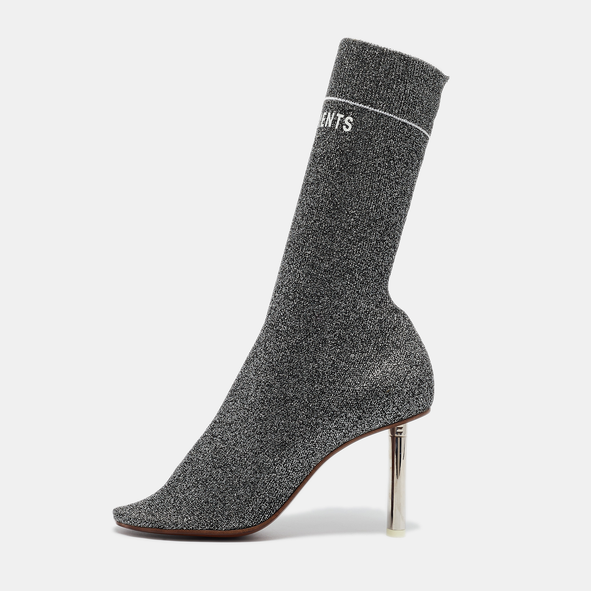 Vetements Silver Lurex Fabric Sock Ankle Boots Size 39, Boots - Luxury Closet catalog